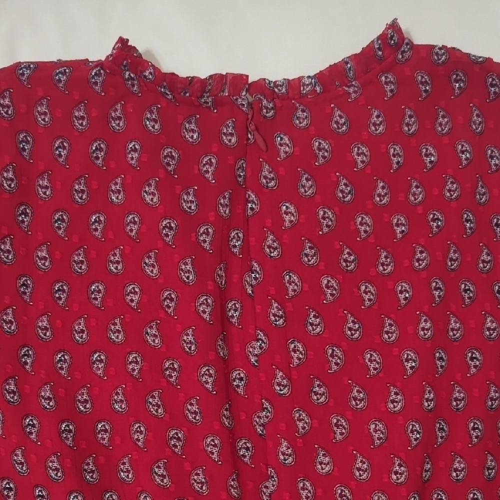 LOFT Paisley Mini Dress, Color Red/White Size 8 - Picture 14 of 16